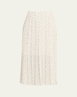 Theory Pleated Polka Dot Wrap Skirt