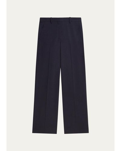 Theory Pleated Stretch Wool Wide-Leg Trousers