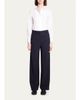 Theory Pleated Stretch Wool Wide-Leg Trousers - 2