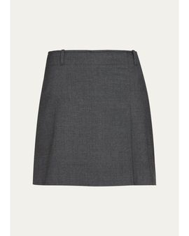 Theory Pleated Wool-Blend Mini Skirt