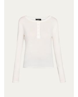 Theory Purl Henley Long-Sleeve T-Shirt