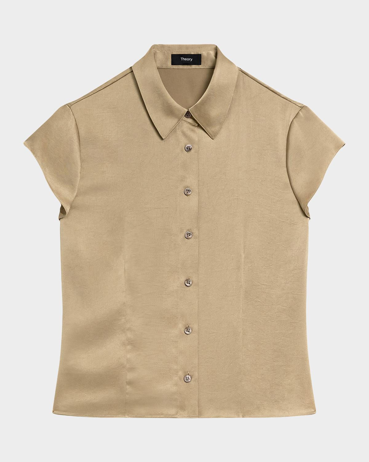 Theory Satin Button-Front Shirt