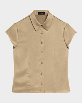 Theory Satin Button-Front Shirt