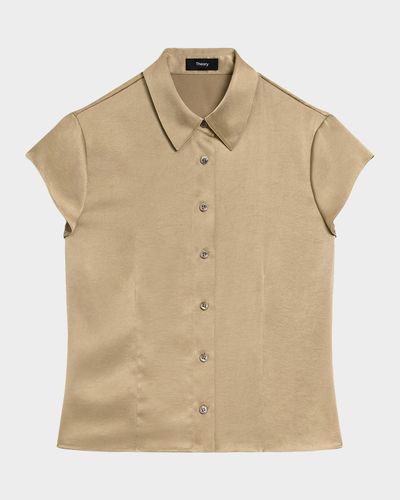 Theory Satin Button-Front Shirt