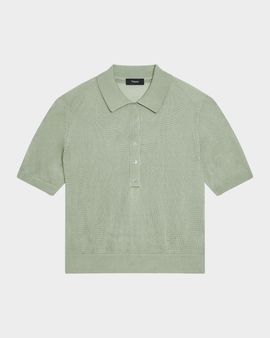 Theory Sheer Short-Sleeve Polo Shirt