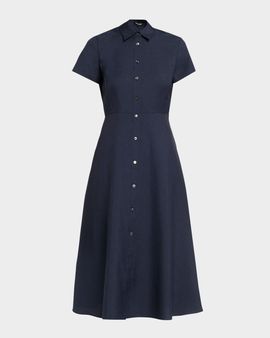 Theory Short-Sleeve Buttoned Midi Dress