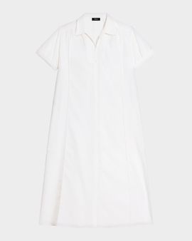 Theory Short-Sleeve Poplin Popover Maxi Dress