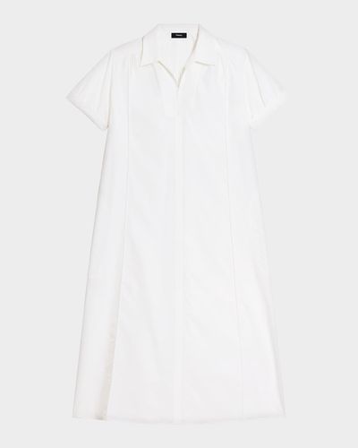 Theory Short-Sleeve Poplin Popover Maxi Dress