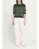 Theory Striped Cashmere Crop Short-Sleeve Sweater - 2