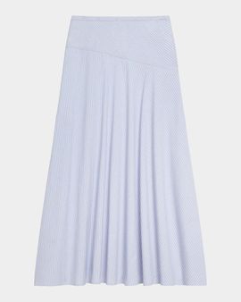 Theory Striped Cotton-Blend Maxi Skirt