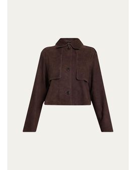 Theory Suede Cropped Trench Coat