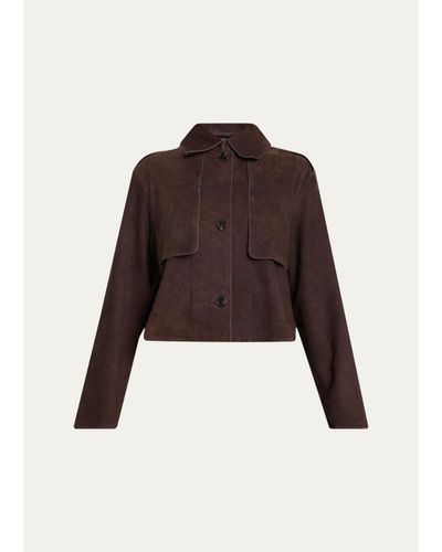 Theory Suede Cropped Trench Coat