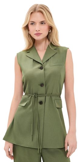 Theory Theory 3 Button Slash Vest Forest Moss - 2r2