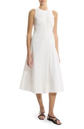 Theory Theory Asymmetric Ruched Sleeveless Midi Dress