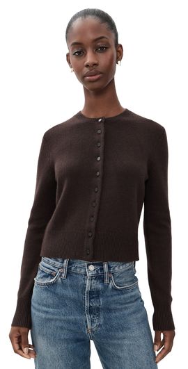 Theory Theory Crew Neck Button Down Cardigan Cacao