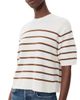 Theory Theory Crop Stripe Cashmere Knit Tee Ivory/Acacia Stripe - 1