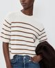 Theory Theory Crop Stripe Cashmere Knit Tee Ivory/Acacia Stripe - 2