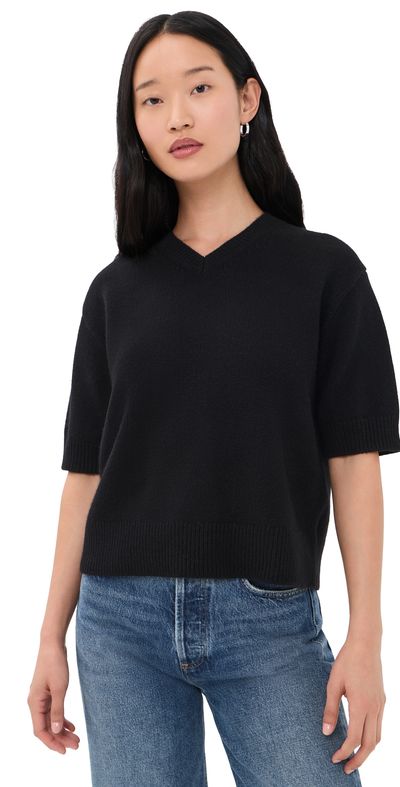 Theory Theory Crop V Sweater Tee Black