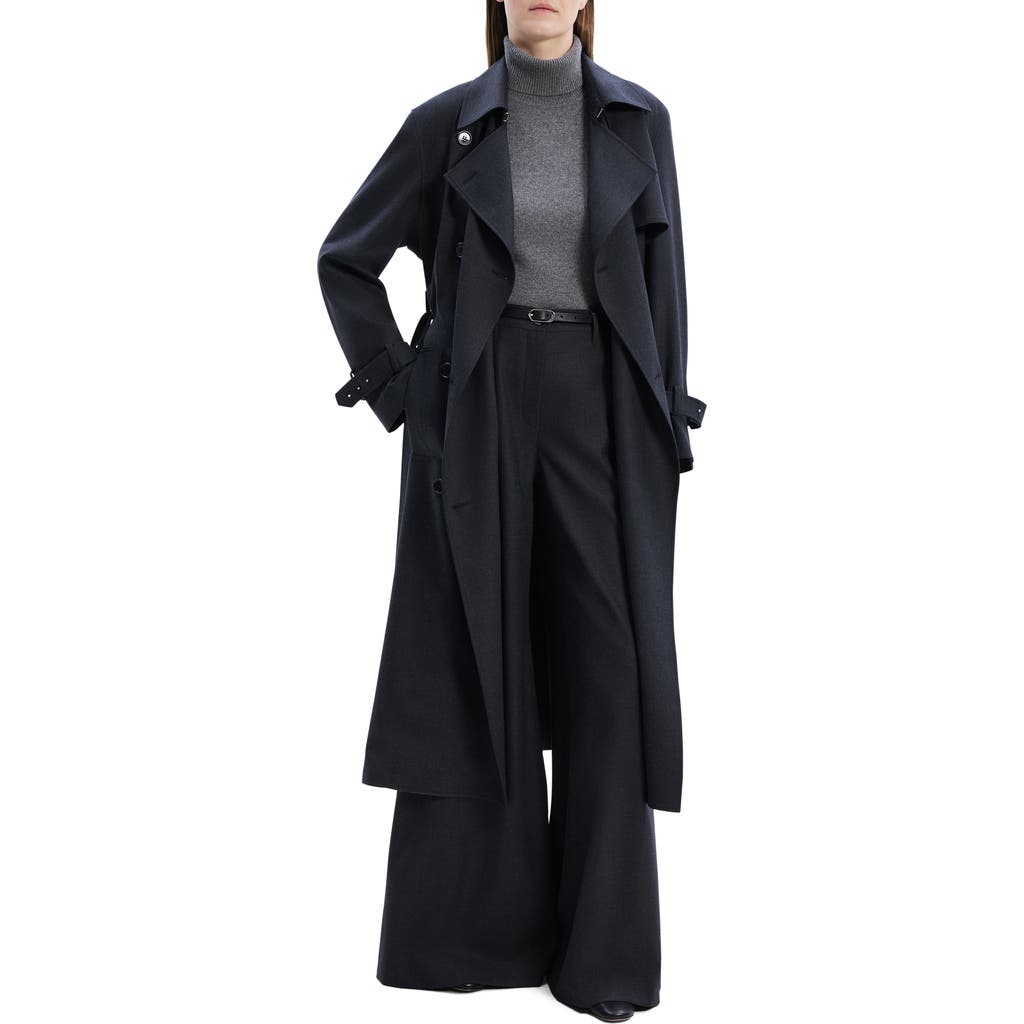 Theory Theory Double Breasted Tie Waist Trench Coat