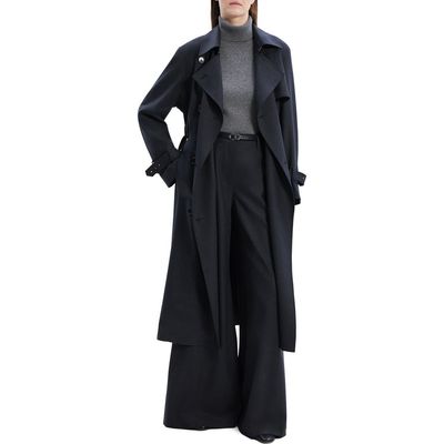 Theory Theory Double Breasted Tie Waist Trench Coat