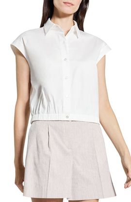 Theory Theory Elastic Hem Cap Sleeve Button-Up Shirt