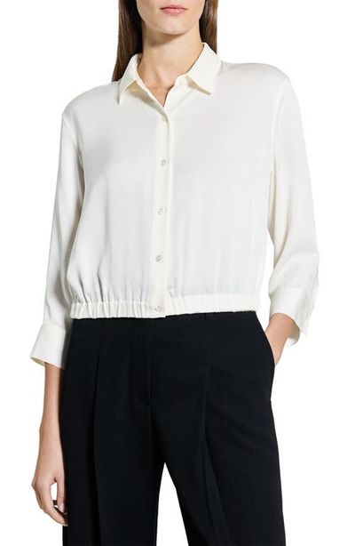 Theory Theory Elastic Hem Silk Button-Up Shirt