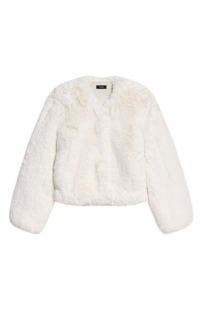 Theory Theory Faux Fur V-Neck Jacket