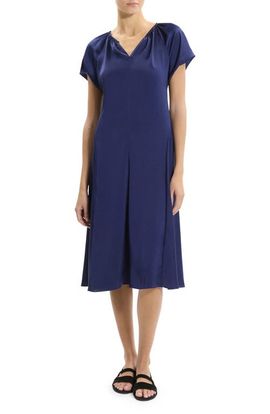 Theory Theory Fit & Flare Satin Midi Dress