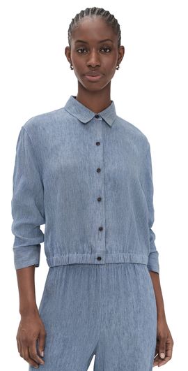 Theory Theory Fixed Sleeve Cropped Shirt Light Denim