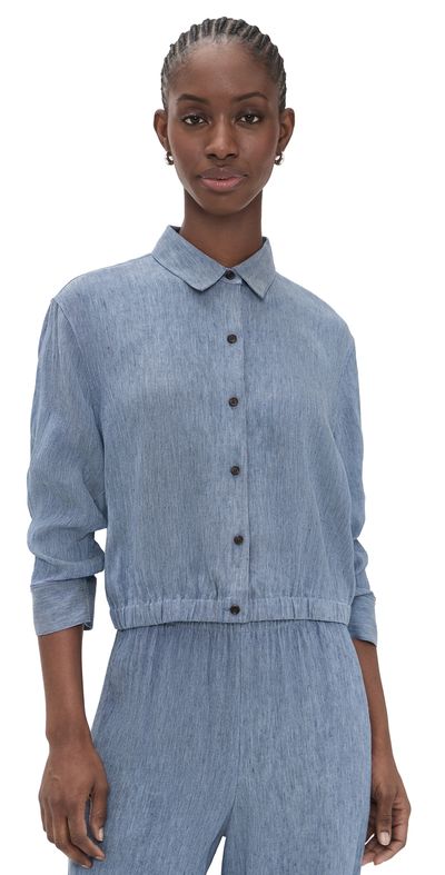 Theory Theory Fixed Sleeve Cropped Shirt Light Denim