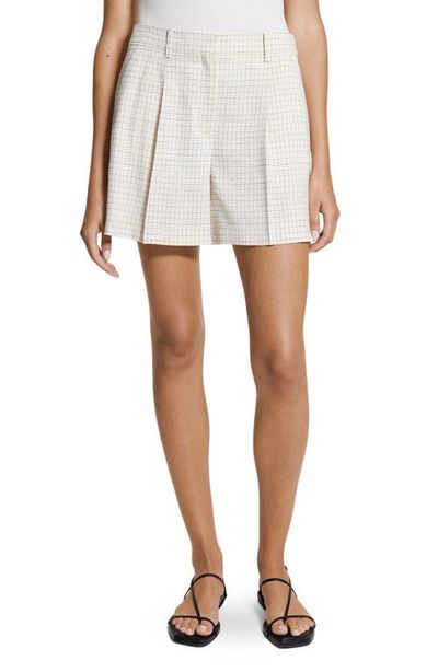Theory Theory Fluid Check Linen Blend Shorts