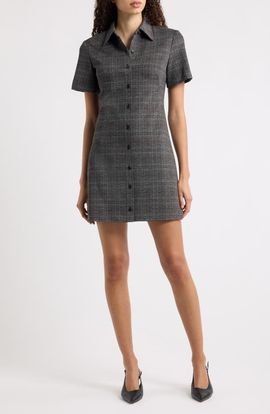 Theory Theory Glen Plaid A-Line Shirtdress