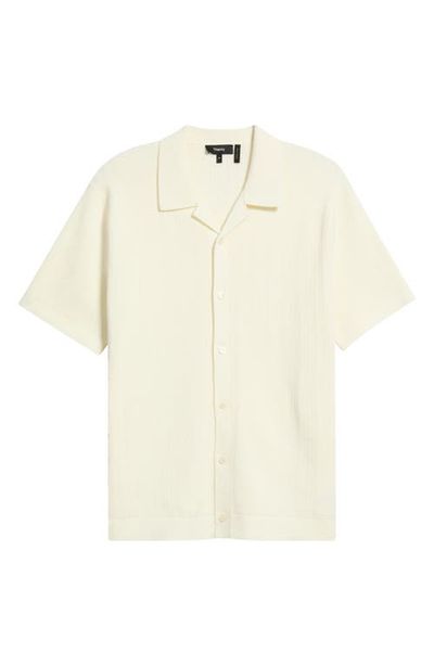 Theory Theory Knit Organic Cotton Button-Up Camp Shirt