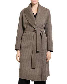 Theory Theory Luxe Shawl Collar Wool & Cashmere Herringbone Coat