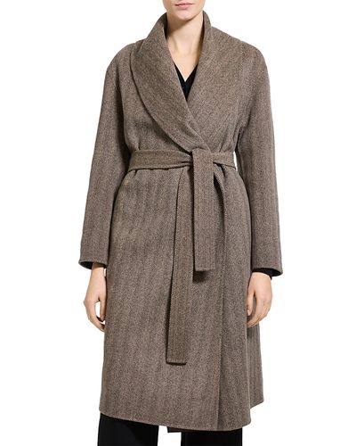 Theory Theory Luxe Shawl Collar Wool & Cashmere Herringbone Coat