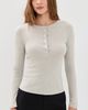 Theory Theory Purl Henley Long Sleeve Tee Soft Grey Melange - 2