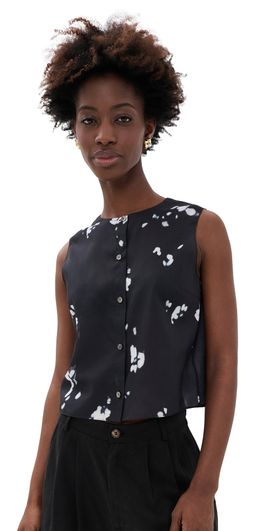Theory Theory Sleeveless Button Down Shell Top Black Multi - A0p