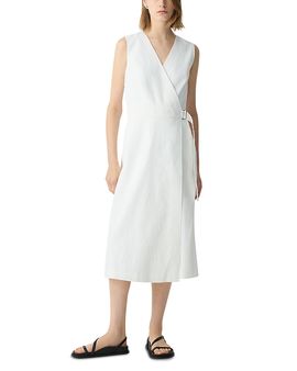 Theory Theory Sleeveless Linen Blend A-line Wrap Dress