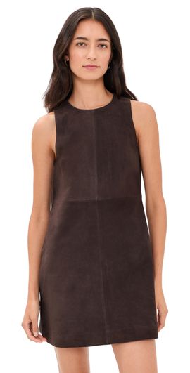 Theory Theory Sleeveless Suede Shift Dress Cacao