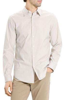 Theory Theory Sylvian Pinstripe Stretch Cotton & Nylon Button-Up Shirt