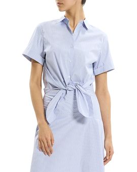 Theory Theory Tie Front Short Sleeve Shirt
