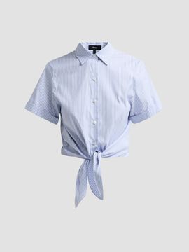 Theory Theory Women's Pinstriped Cotton-Blend Tie-Front Shirt