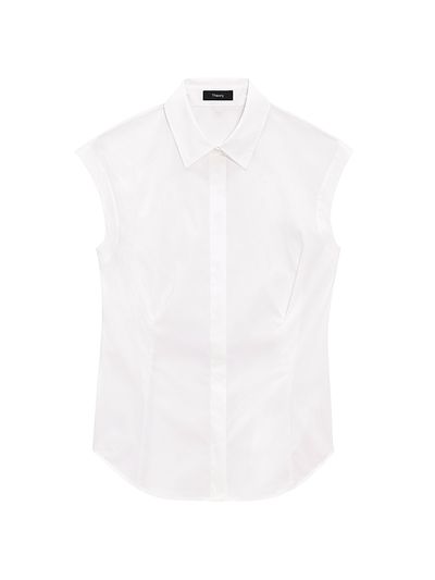 Theory Women's Cotton Cap-Sleeve Fitted Top