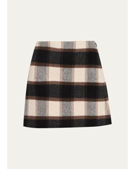 Theory Wool Plaid Mini Skirt