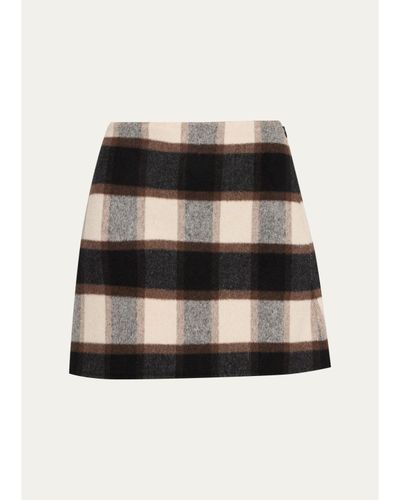 Theory Wool Plaid Mini Skirt