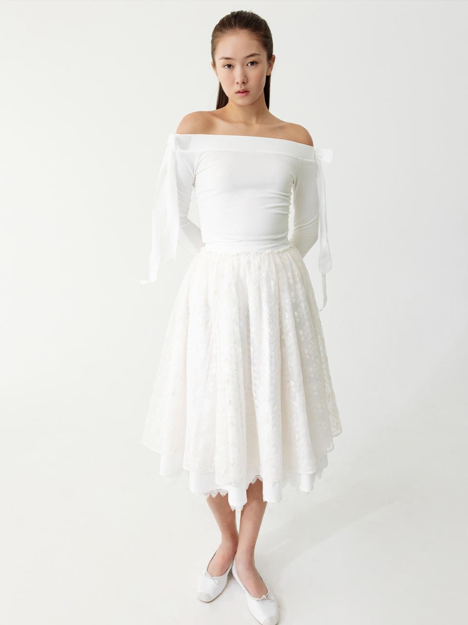 THETIS Flower Lace Midi Skirt