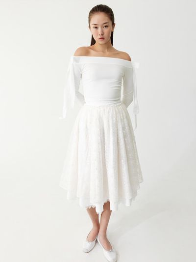 THETIS Flower Lace Midi Skirt