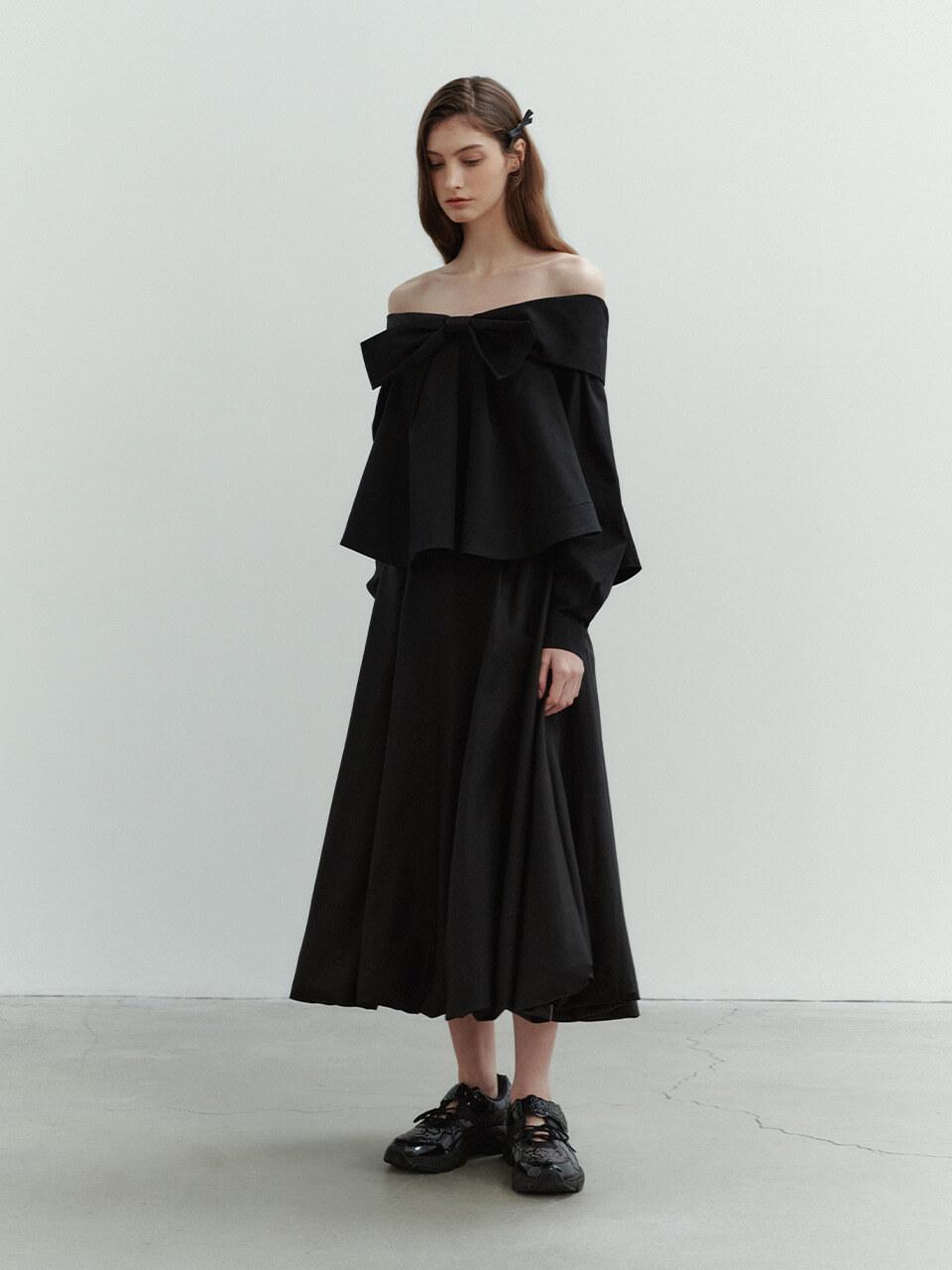 THETIS Long Balloon Skirt - Black