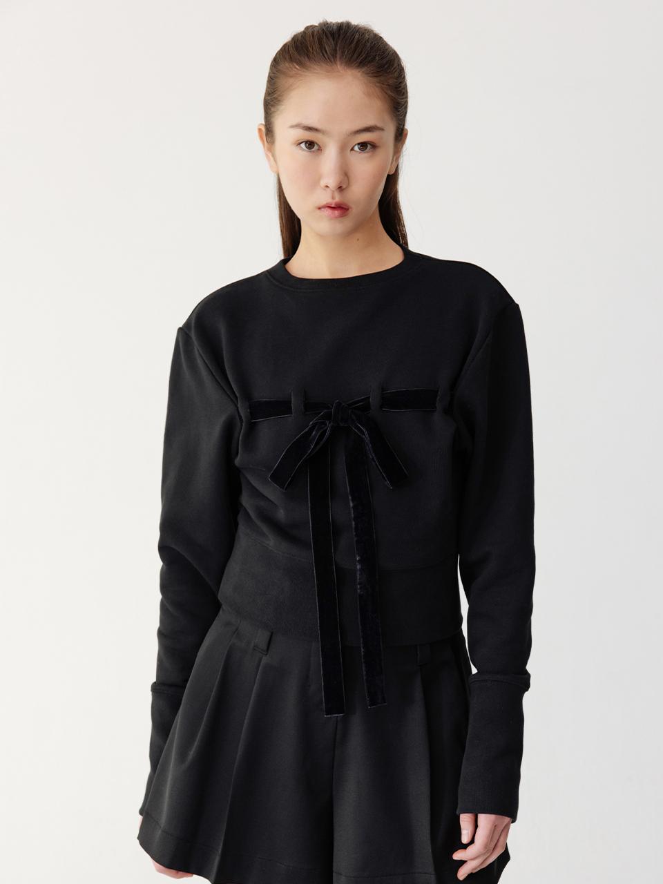 THETIS Ribbon Detail Sweatshirt - Black