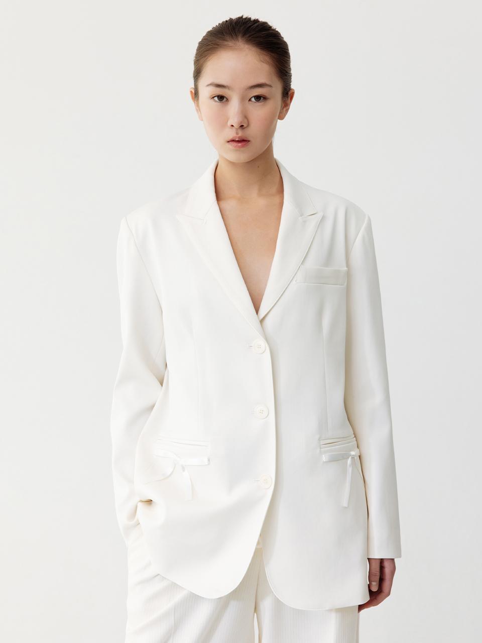 THETIS Ribbon Detail Wool Jacket